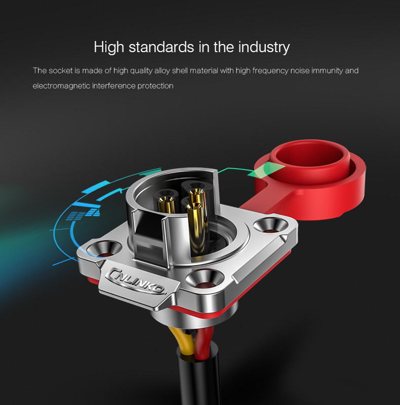2018 New Products Multicore XLR Female Plug and Male Socket 3 Pin Wire Connector for Medical Equipment and LED Lighting