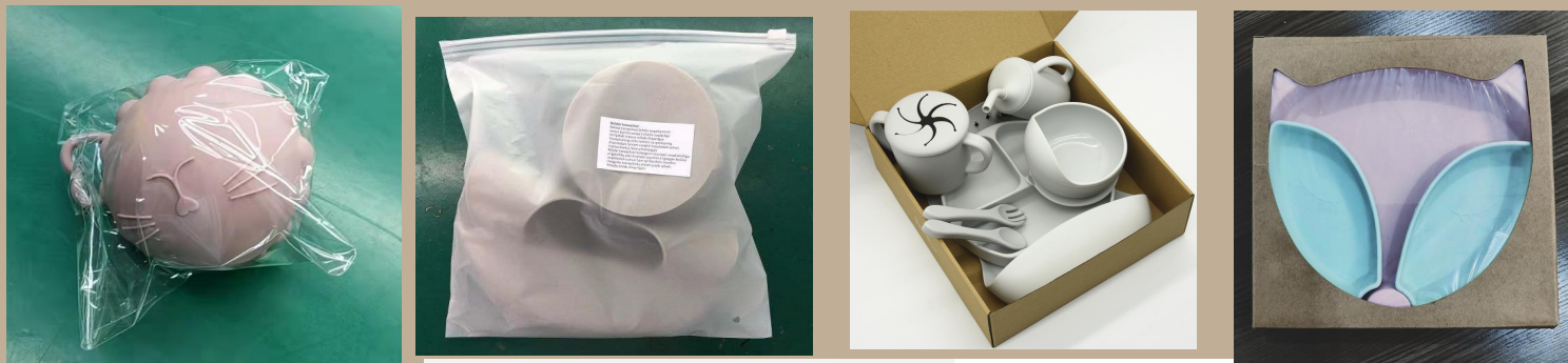 Custom Pantone Color silicone dinner set 5 Pcs Silicone Suction Weaning Set Food Grade Material OEM ODM