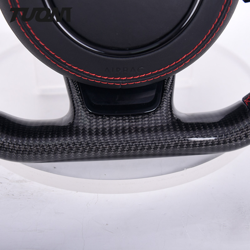 Black Perforated Leather Carbon Fiber Steering Wheel For Audi
