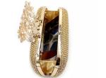 Hard Case Metal Gold Evening Bag 16 * 6 * 10cm , Evening Clutch Purse With