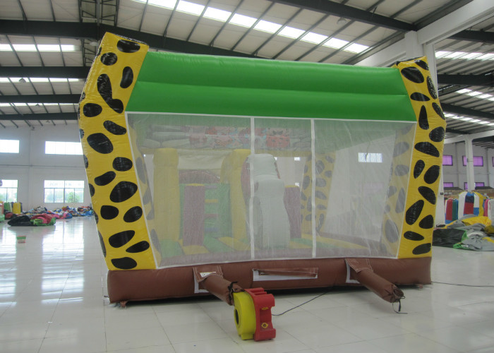 Hot sale inflatable Stone Age bouncy combo bright colour inflatable stone age jumping house with protection net on sale