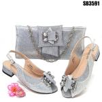 Exquisite African Low Heel Shoes and Bags Set for Women's Party Includes Italian