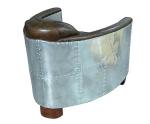 Vintage Leather Aviator Tub Sofa With Wood Legs