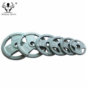 Quality Cast Iron Black / Grey Hammerton 3 grip Barbell Weight Plates wholesale
