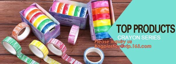 CRAYON SERIES, CARAYON WASHI TAPE,Dia3.7cm Animal Flower Whale Washi Tape Diary