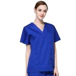 Strech Solid Color Hospital Scrub Suit Blue Medical Custom Logo