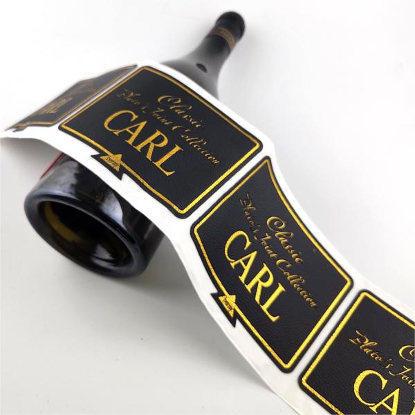 Luxury Leather Sticker Red Wine Self-adhesive Label Wine Bottle Waterproof Vinyl
