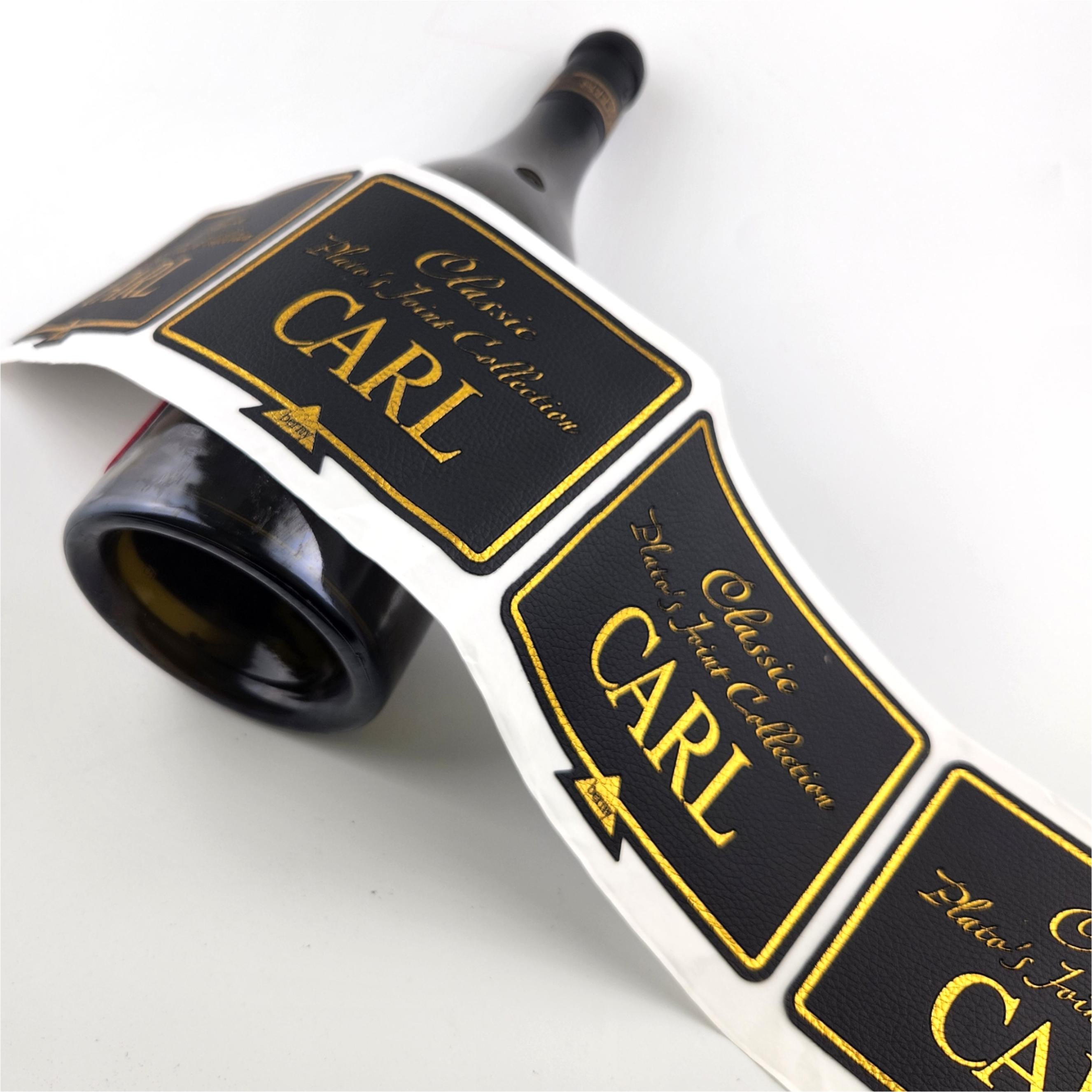 Luxury Leather Sticker Red Wine Self-adhesive Label Wine Bottle Waterproof Vinyl Packaging Label