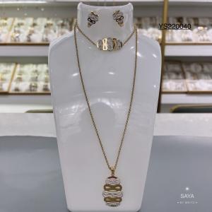 Quality Bee Nest Rhinestone Necklace Bracelet Set K Gold Plated Stainless Steel Jewelry wholesale