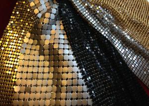 Quality Shiny Beauty Aluminum Paillette Metal Mesh Fabric 1.5x0.45m Easy To Clean wholesale