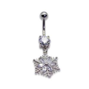 Quality Snow Flower Shiny 7mm diamond belly button piercing Jewelry Silver wholesale