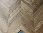 Dark Smoked & Wax Oiled Chevron Oak Engineered Flooring Parquet to Euro
