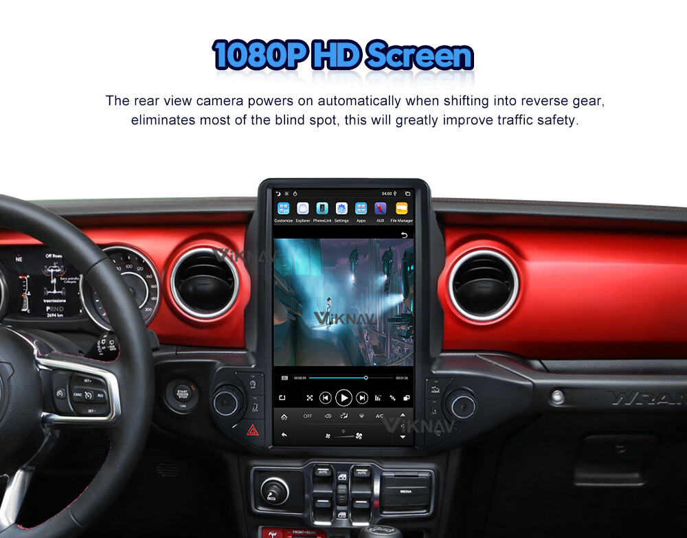 Viknav Car Radio For Jeep Wrangler (2018-2021) 13.6 inch GPS navigation DVD multimedia auto stereo 2din