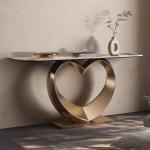 Polished Marble & Stainless Steel Console Tables - Entryway Elegance