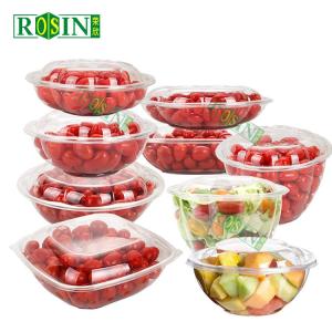 Quality Transparent PET Plastic Fruit Packaging Disposable Salad Bowl With Lid wholesale