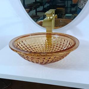 Quality Vanity Artistic Round Basin Bowl Italian Design Amber Glass Vessel Sink wholesale