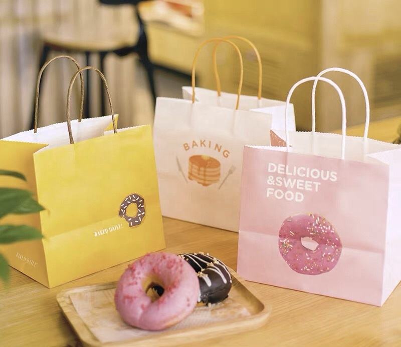 Food Industrial Customized Promotion Offset Printing Paper Kraft Bag with Handles