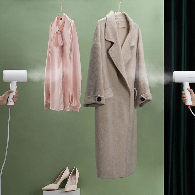 Compact Travel Garment Steamer with Hair Brush Accessory Product Size 23.25x17x7.4 cm