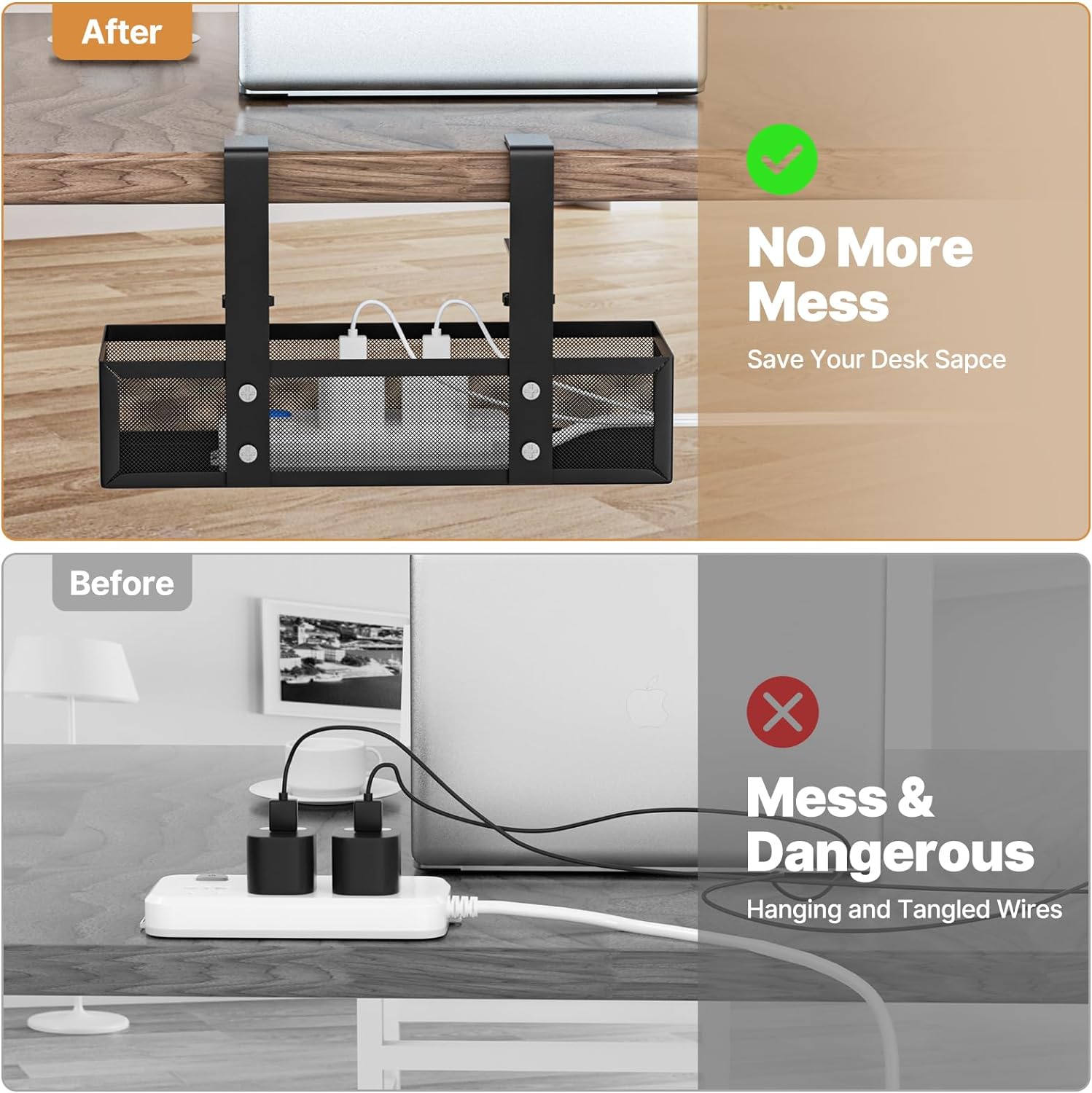 Non-folding Rack Cable Organizer for Wire Management in Home Office ISO9001 Rohs CE