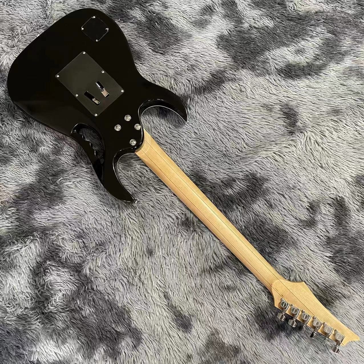 Custom Black Electric Guitar With Metal Pickguard Floyd Rose Bridge Chrome Hardware Tree of Life Inlay Can be customized