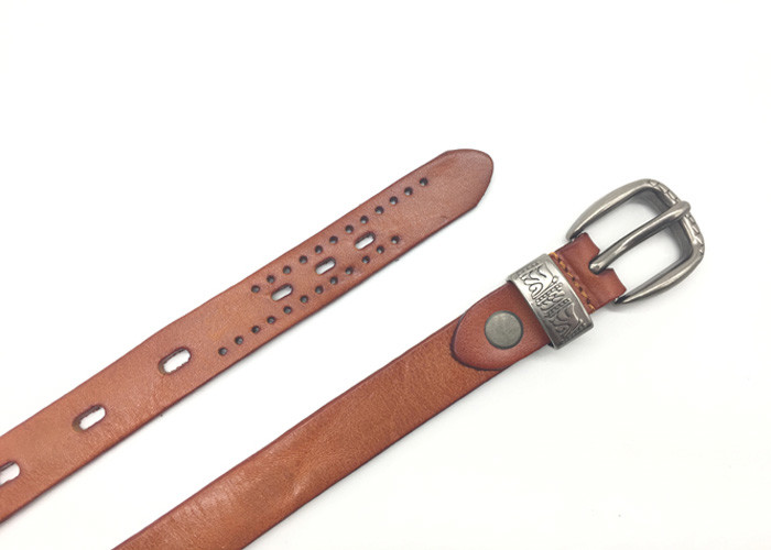 Female 1.8cm Cowhide Leather Waist Belt With Alloy Pin Buckle