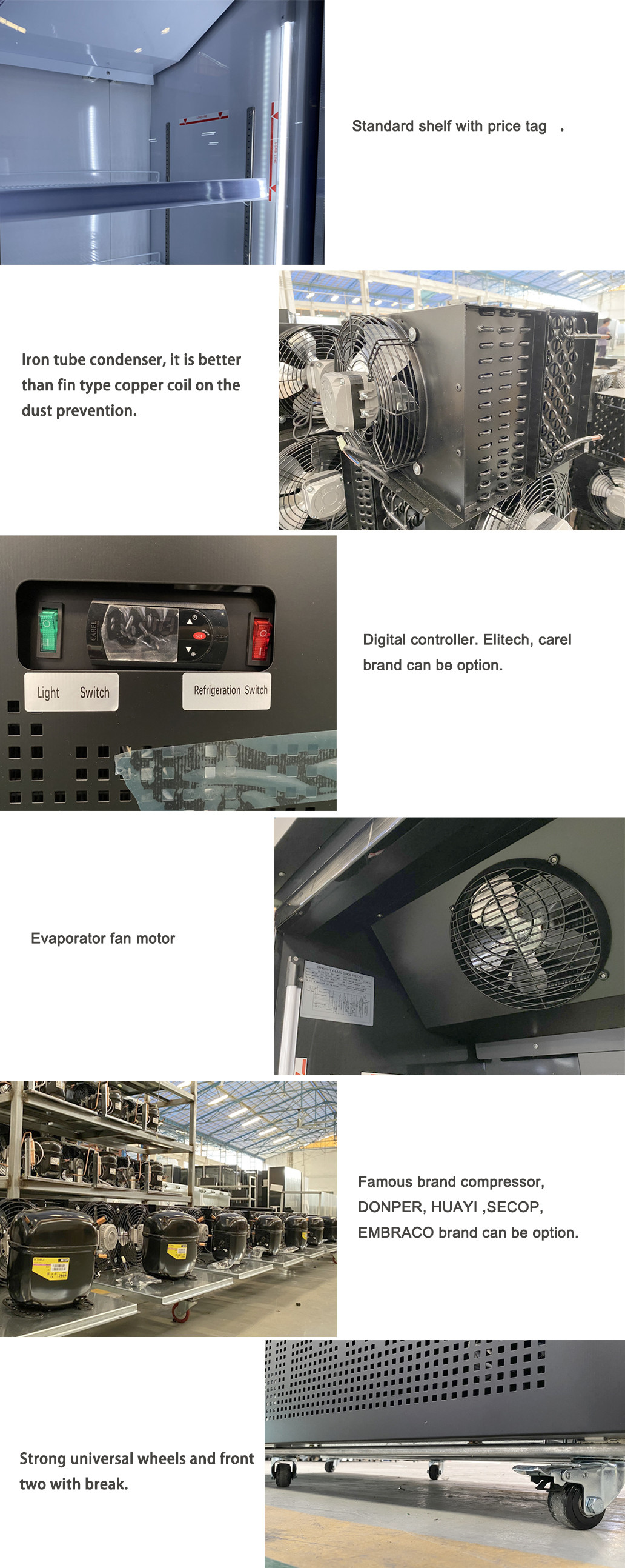 4 Doors Supermarket Refrigeration Equipment Upright Freezer Showcase