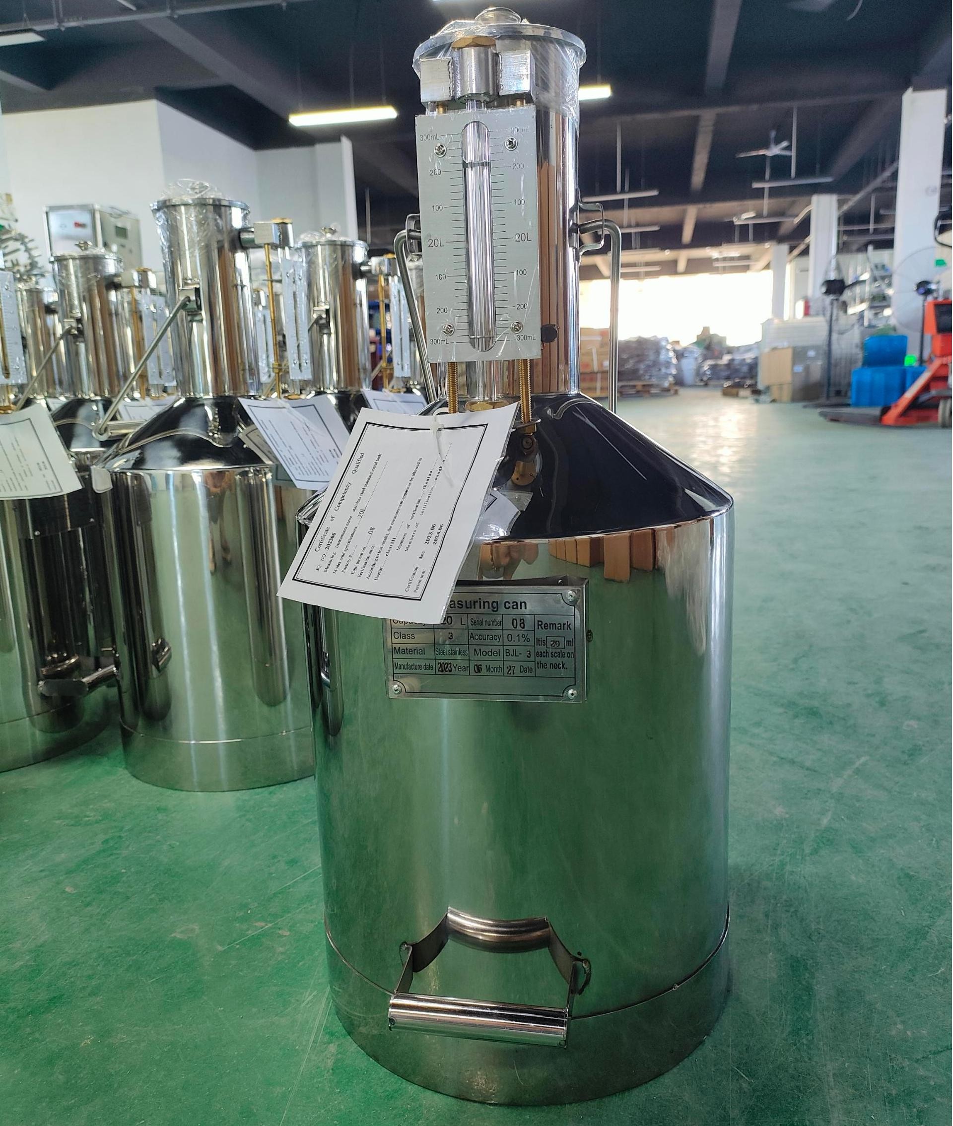 20L Stainless Steel Industrial Liquid Measuring Tank with Base Measuring Can for Gas Station