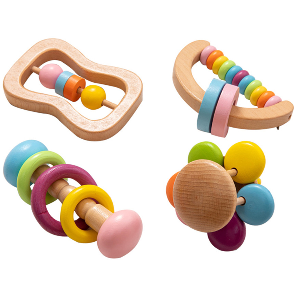 Rattle Soother 7.2cm Wooden Musical Toys Childrens Wooden Instruments