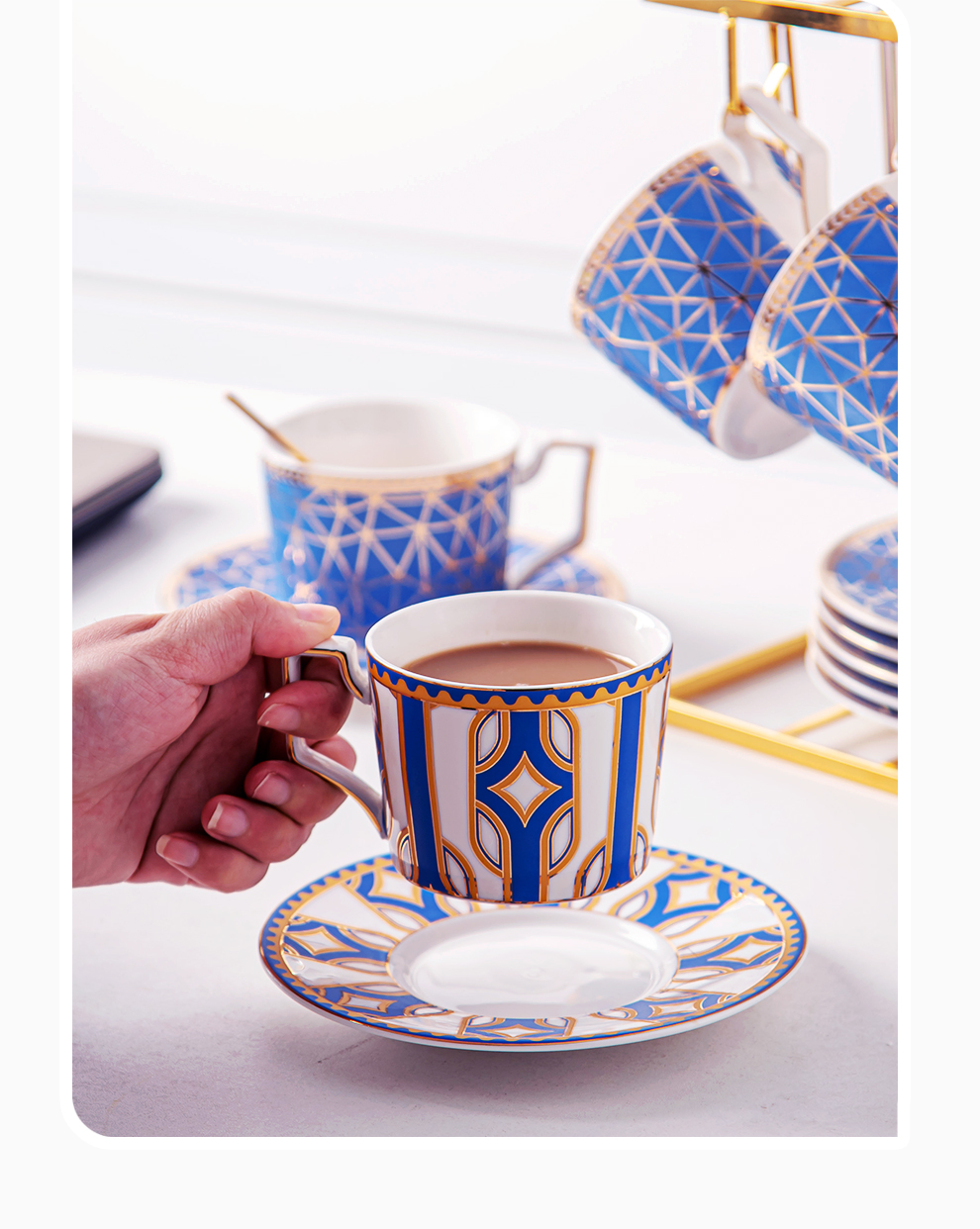 Reusable Floral Decal Design Porcelain Cup And Saucer Set Ceramic Turkish Coffee Tea Cup