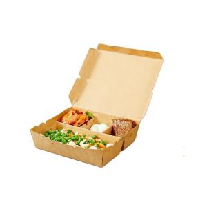 Quality Biodegradable Cowhide Paper Food Takeaway Boxes Containers Salad Divider wholesale