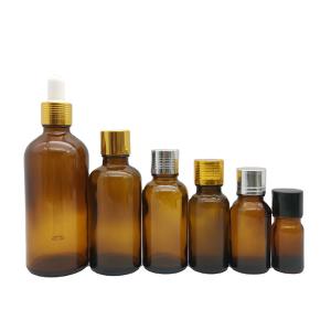 Quality Serum 2oz 4oz Amber Glass Boston Round Bottle Silk Screen Printing wholesale