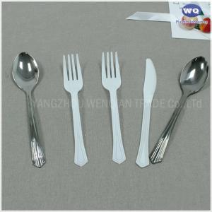 Quality 7 Inch White Cutlery Sets,Elegant Carved PS Knife Spoon Fork,China Factory Offered Disposable Spoon And Fork Knife wholesale