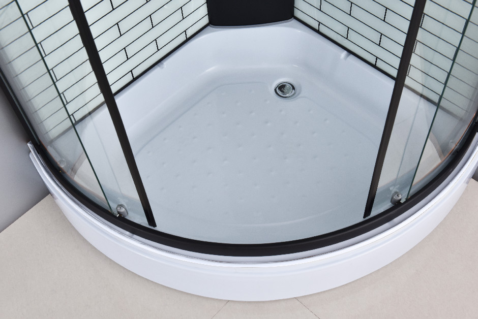 Black Square Sliding Door Tempered Glass Shower Room