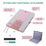 Hardcover Leather Custom Journal Notebook With Pink Waist Band / Pen Loop / 6