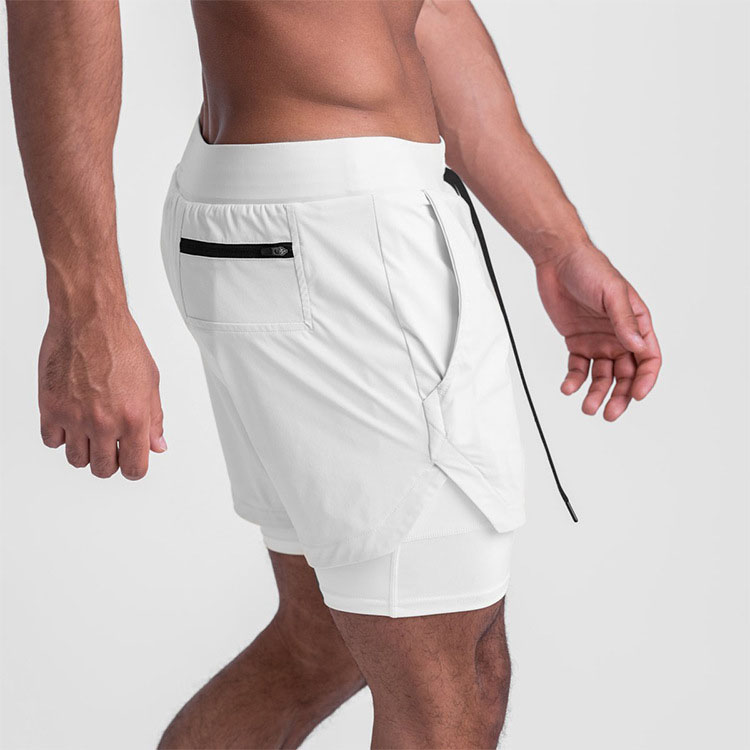 2 In 1 Double Layer Sports Mens Gym Shorts Custom LOGO 5 Inch Fitness Workout Shorts