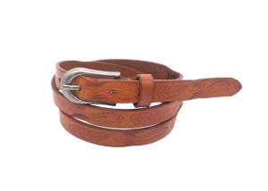 Quality Female 3/4&quot; ( 18 mm ) Full Grain Leather Belt Vintage Embossed Skinny wholesale
