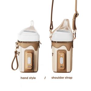 Quality PU leather Electric Baby travel milk warmer Quick Temperature Heating Sleeve Cover 18w wholesale