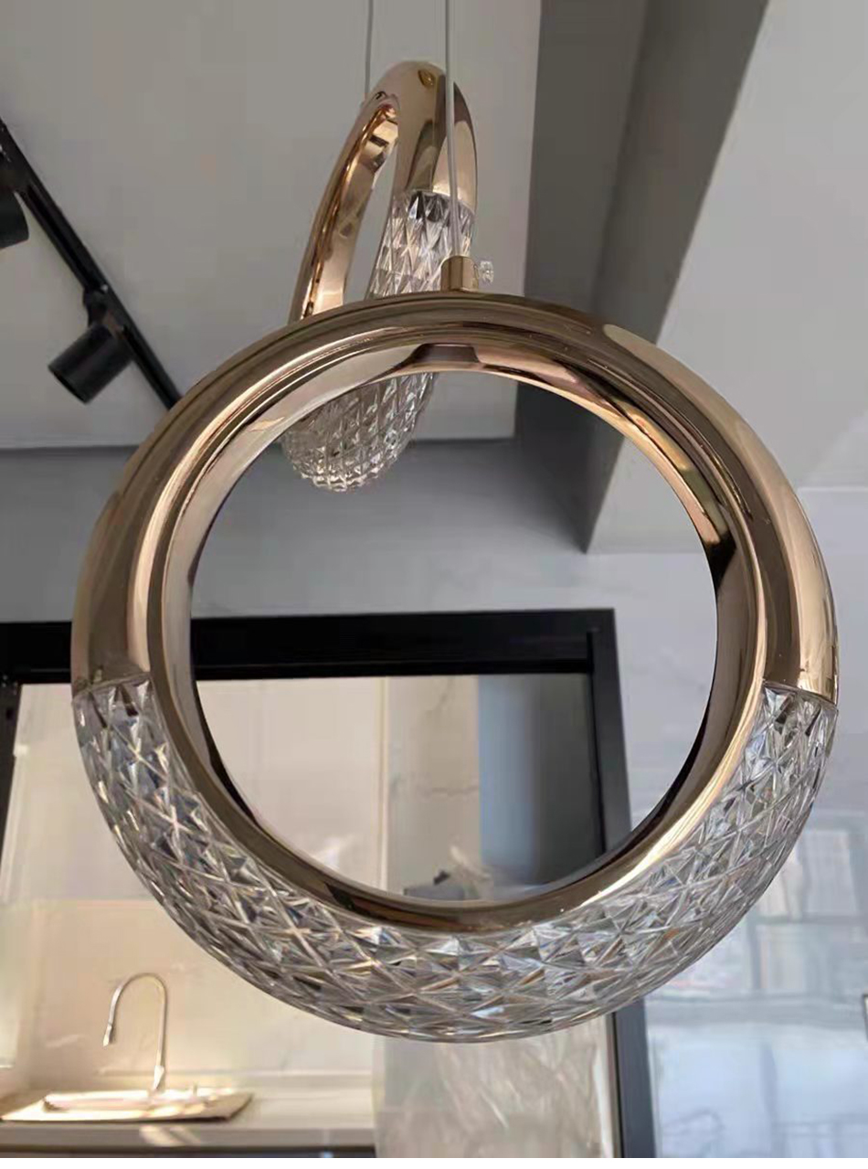 Luxury Crystal Chandelier For Staircase Led Home Decor Light Fixture Modern Creative Rings Chandelier(WH-NC-53)