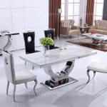 Modern 150x90x75cm 6 Seater Marble Top Dining Table Qiancheng Furniture