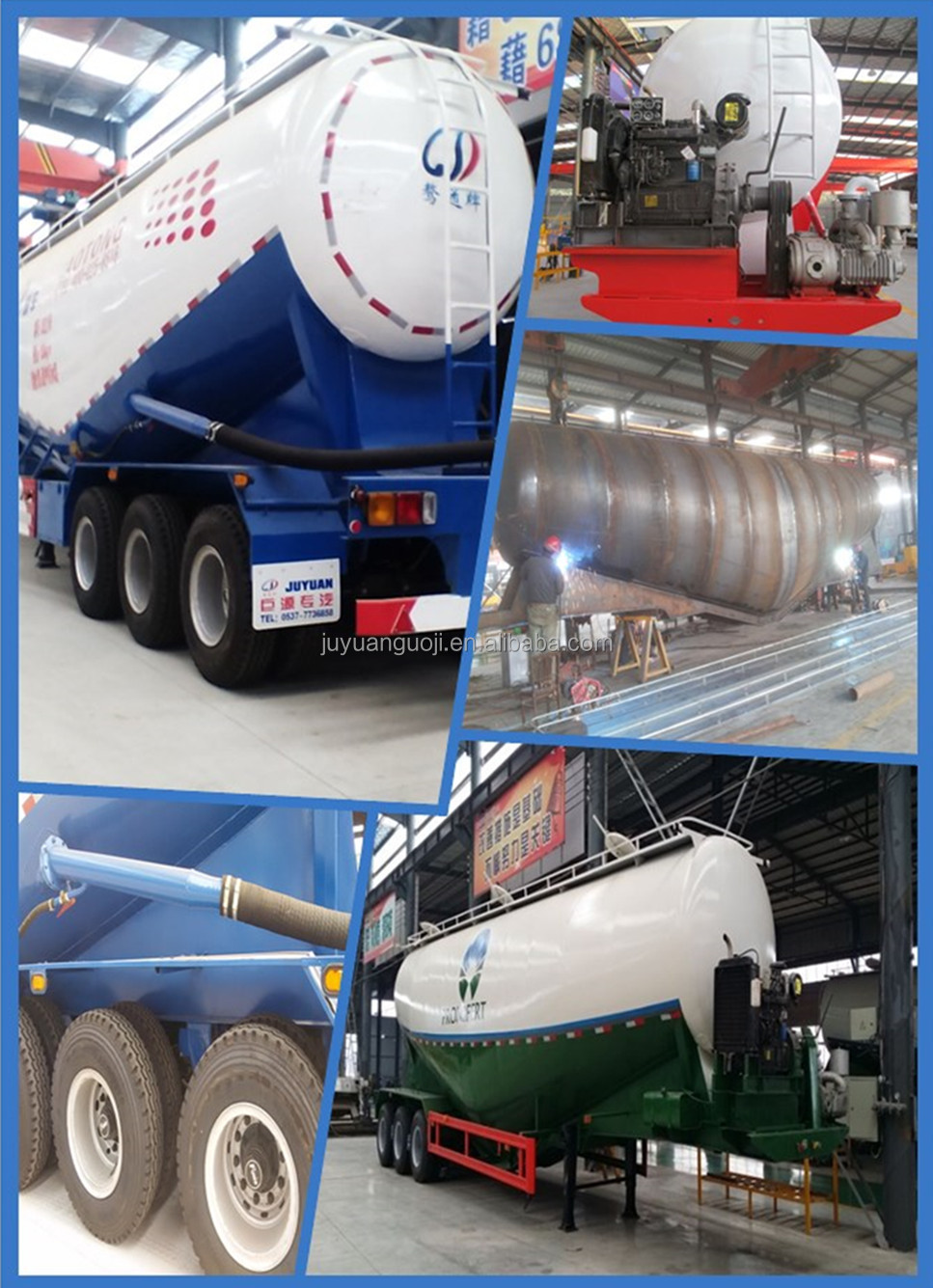 3 Axles Bulk Silo Carrier 30 60 65cbm 50t 66 Ton Cement Tank Semi Trailer for Product