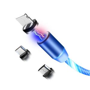 Quality Apple Android Type C Magnetic Led Charger Cable 3 In 1 Strong Magnet Tip wholesale