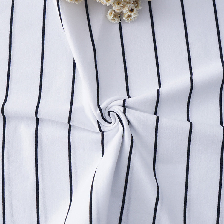 Plain Jersey 175gsm Striped Knit Cotton Fabric For Casual Wear