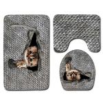 Pets Universal Toilet Lid Cover Bathroom Mat 3 Piece Set Non Slip