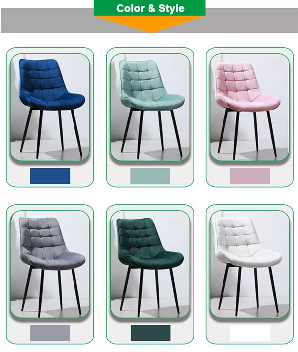 Leisure Modern Nordic Dining Chairs Upholstered Home Furniture Velvet Fabric