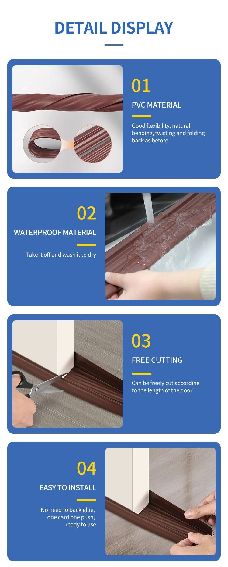 Soundproof Door Bottom Seal Strip Black