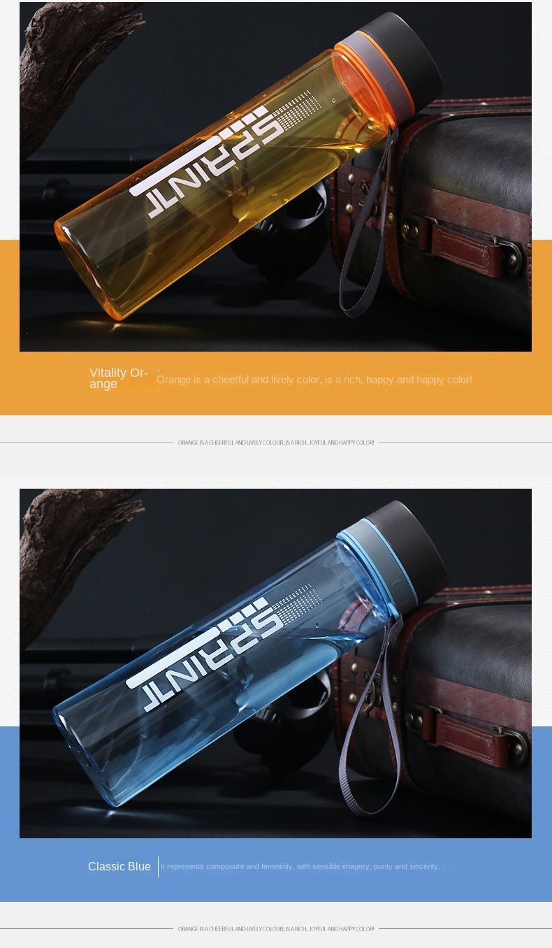 Customized Logo Lightweight Plastic Travel Water Bottle Outdoor Sports Water Bottle 500ml/650ml/750ml/1000ml/1200ml With Rope Multifunctional