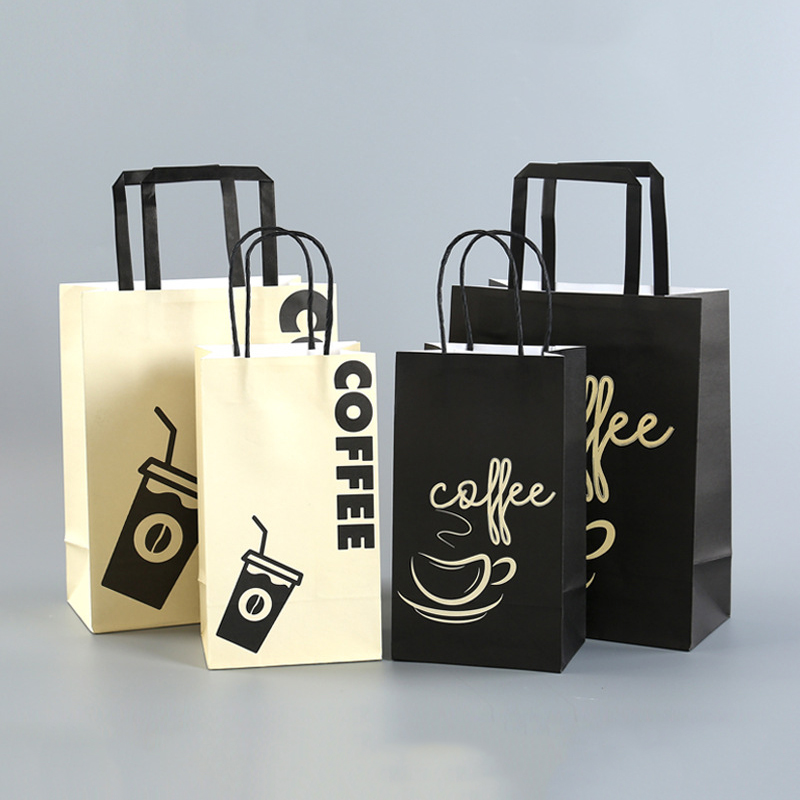 Custom Printed Kraft Paper Take Away Food Packaging Bags for Industrial at Reasonable