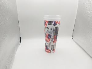 Quality Round Empty Juice Glass Beverge Lable Cup 500Ml 17Oz With Cap , Iml Cups wholesale