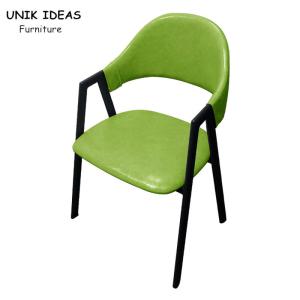 Quality A Shaped Metal Frame Dining Chairs With Arms Minimalist Iron Green Yellow Grey wholesale