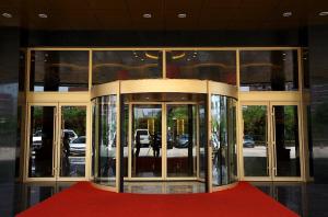 Quality Luxurious building entrance Automatic curved sliding door Of Aluminium / steel frame wholesale